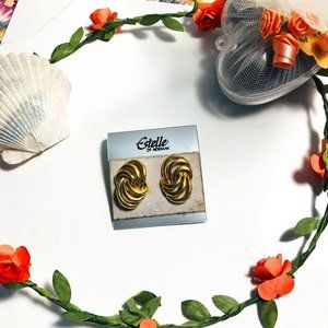 Estelle By Normak Vintage Gold Plated Round Swirl Button Knot Earrings Studs